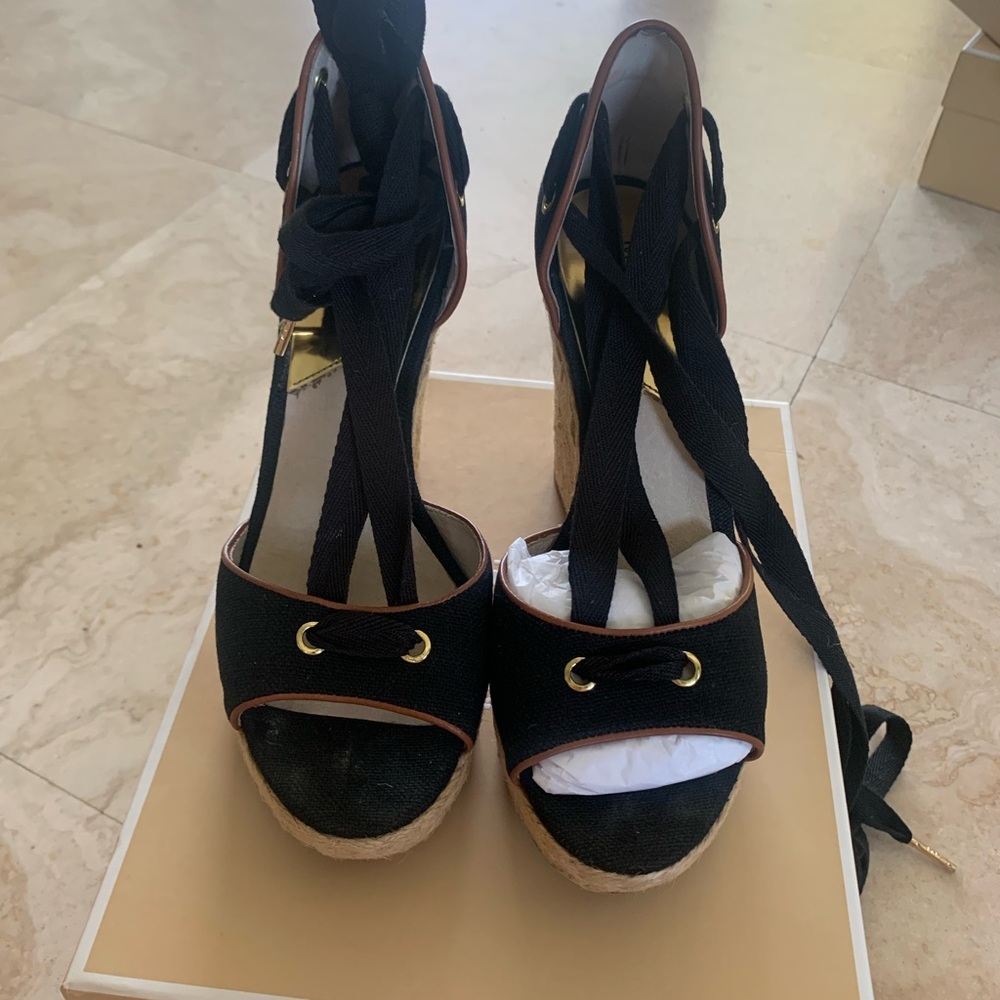 Michael Kors Black Espadrille Wedges